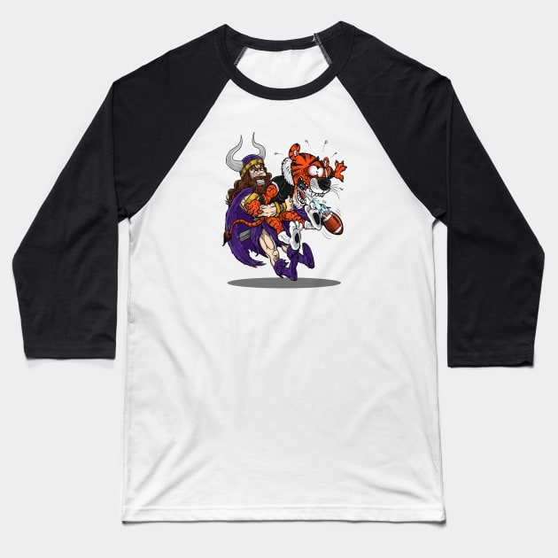 Minnesota Vikings Fans - Kings of the North vs Choking Kitties Baseball T-Shirt by JustOnceVikingShop